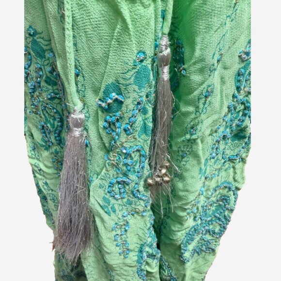 Soft Surroundings Green Beaded Maxi Skirt PS Petite Boho Fully Lined - Picture 7 of 9